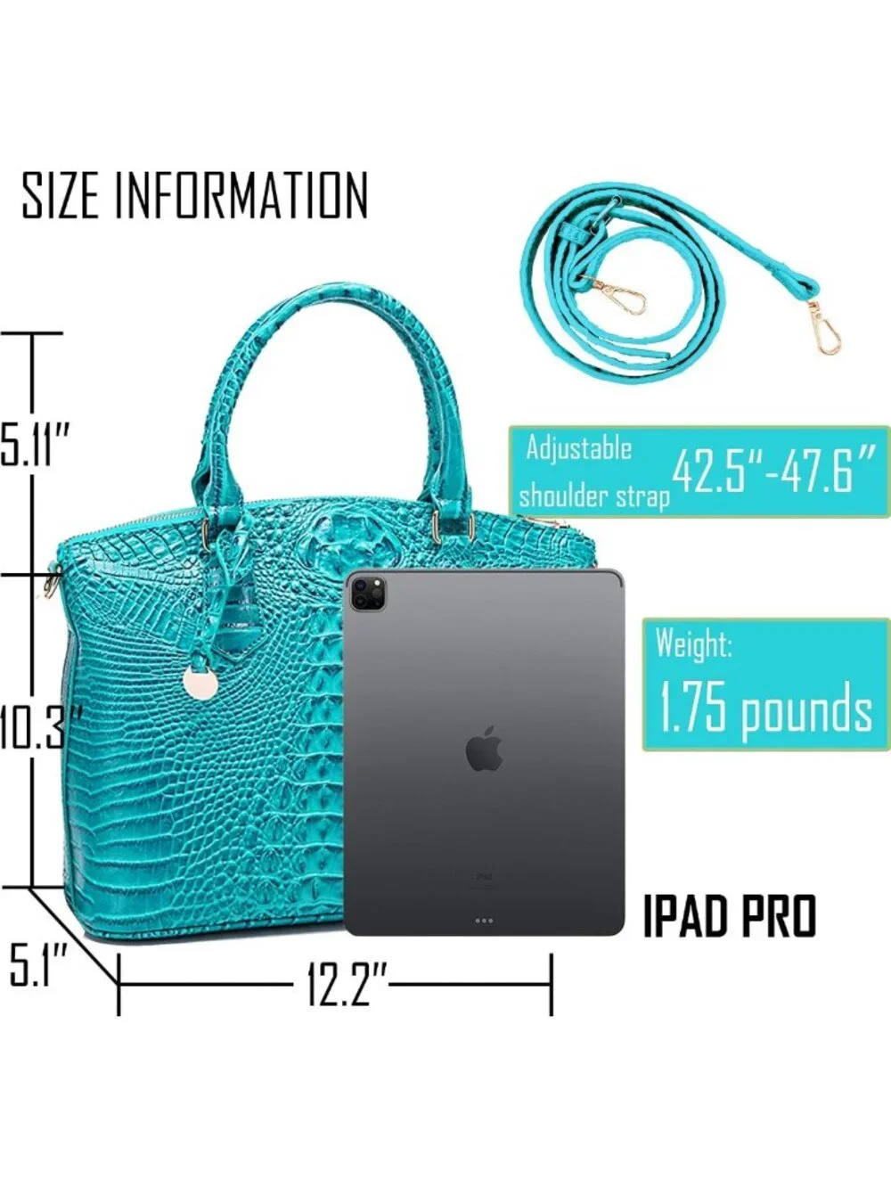 Crocodile-Pattern Vegan Leather Handbag for Women | Stylish Satchel Tote with